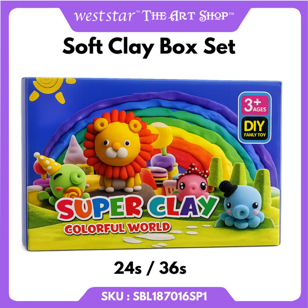 Soft Clay Box Set with basic tools - 24colours / 36 colours Tanah Liat Set
