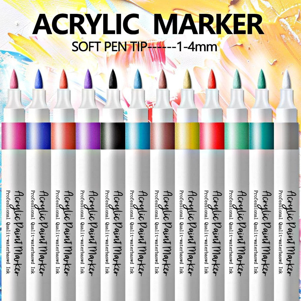 AW-1996 Art Walker Acrylic Marker Set SOFT NIB Acrylic Marker Set | 12/24/36/48/60/80 Colors,Vibrant Smooth Ink