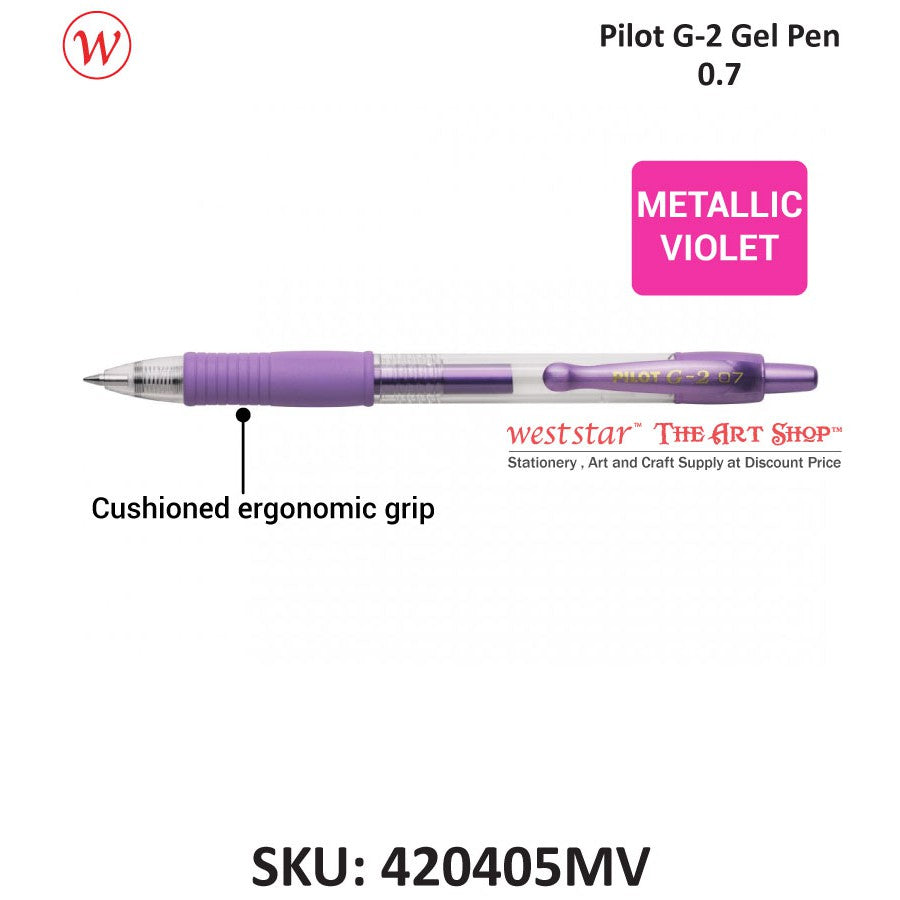 PILOT G2 Gel Pen, Pilot Retractable Gel Pen, Pilot G-2 Gel Pen (METALLIC / PASTEL COLOR) 0.7mm