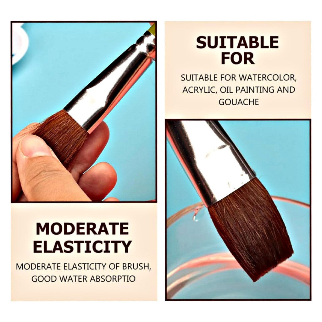 FLAT WOLF Hair Brush Short Handle Painting Brush LG2858 No.1 to No. 12 (Single Pc)