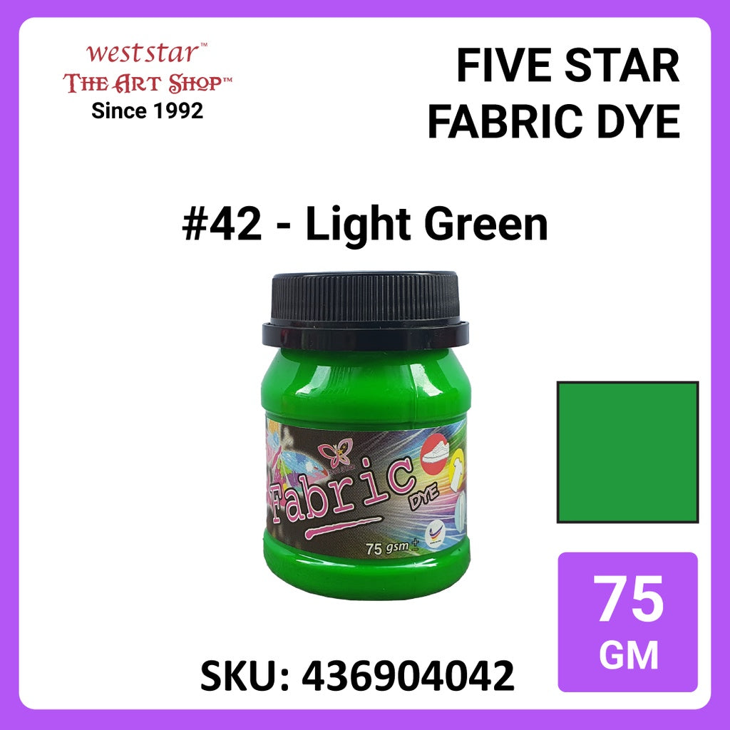 Five Star Fabric Dye 75gm - Standard Color | Clothes DIY Stationery Paint Dye Shirt Batik Fashion Design Office Colouring Colour Tie-Dye Stamping Textiles