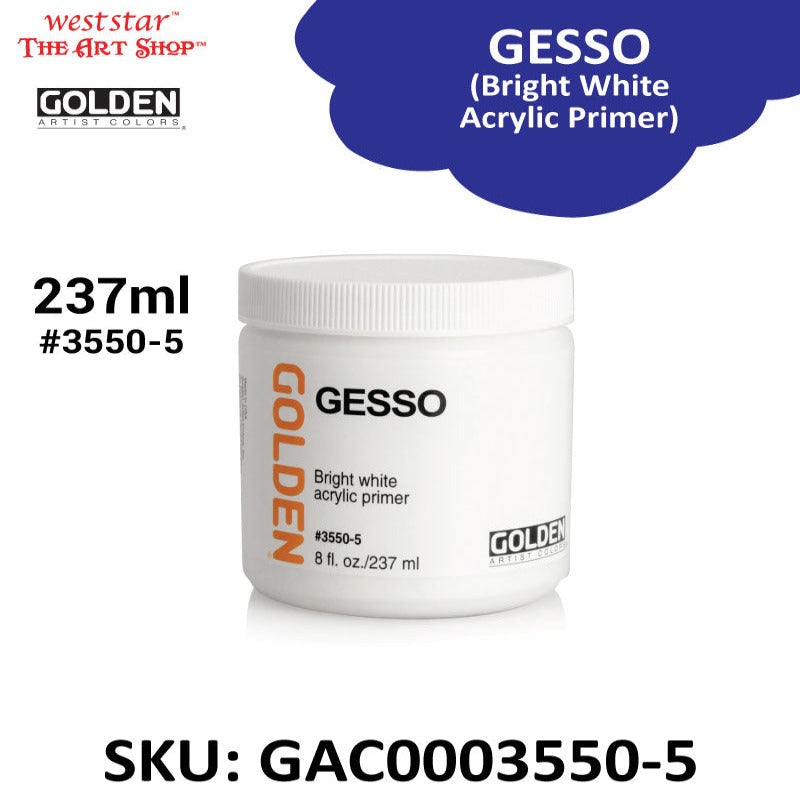 Golden Gesso , Bright White Acrylic Primer | 237ml , 473ml
