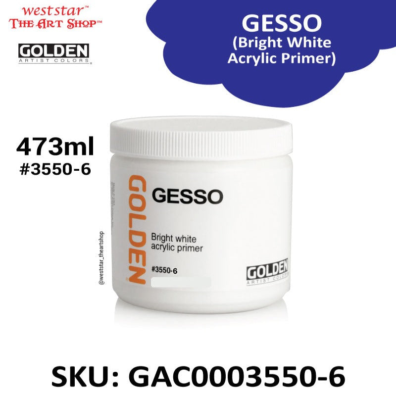 Golden Gesso , Bright White Acrylic Primer | 237ml , 473ml