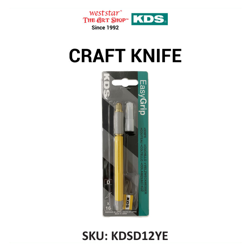 KDS Easy Grip Knife (D-12YE) Craft Knife, Art Knife, Pen Knife