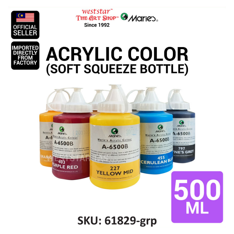 Marie's Acrylic Color (A-6500B) - 500ml | Soft squeeze bottle