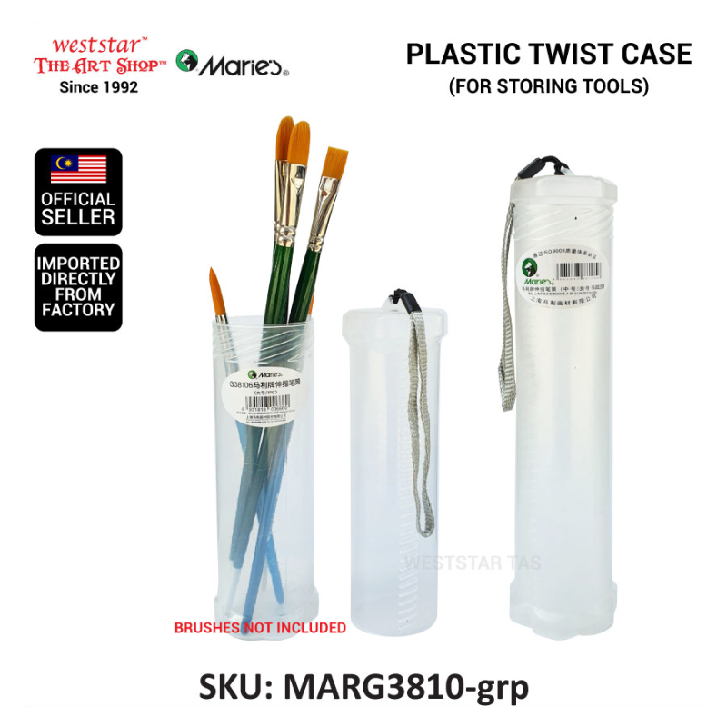 Marie's Twist Brush Holder, Plastic Case for storage, Pencil Case (Medium / Large)