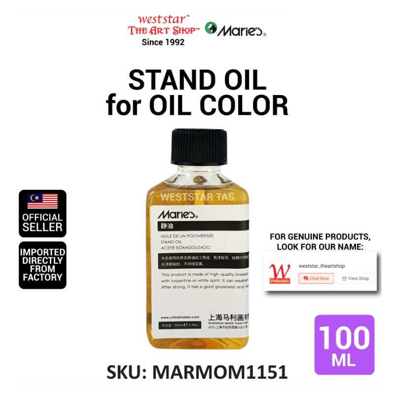 Marie's Museum Stand Oil for Oil Color 100ml (Slows drying time, provides enamel-like finish)