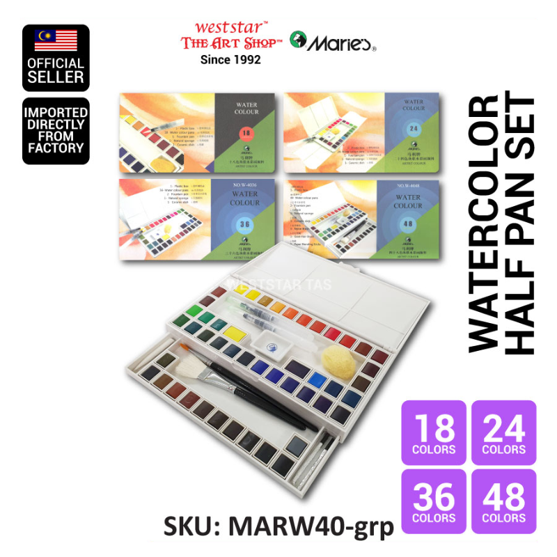 Marie's Watercolor Set, Marie's Half Pan Watercolor Half Pan Set Solid Watercolor Set