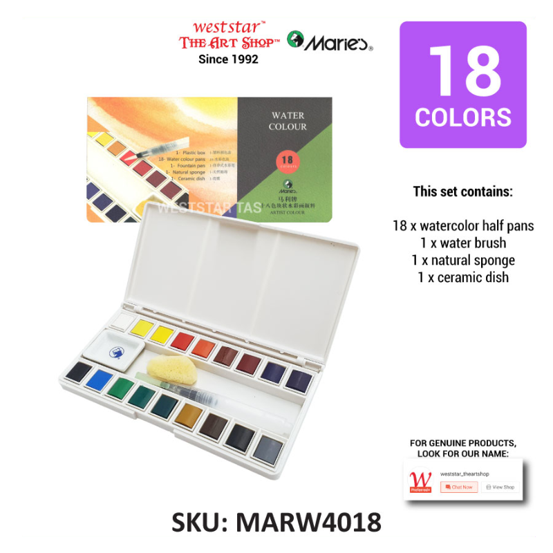 Marie's Watercolor Set, Marie's Half Pan Watercolor Half Pan Set Solid Watercolor Set