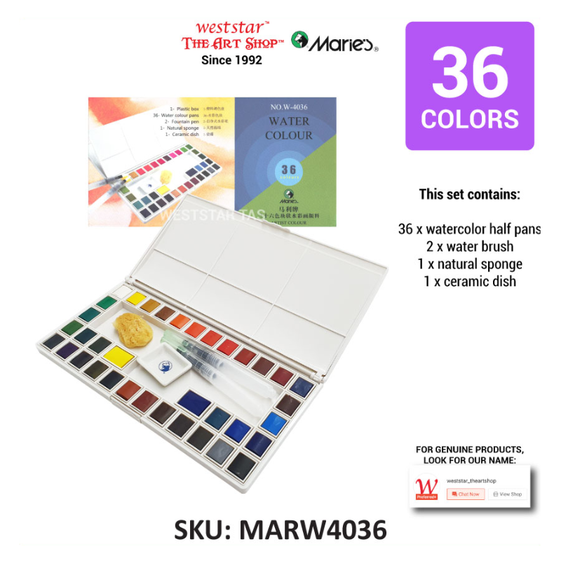 Marie's Watercolor Set, Marie's Half Pan Watercolor Half Pan Set Solid Watercolor Set