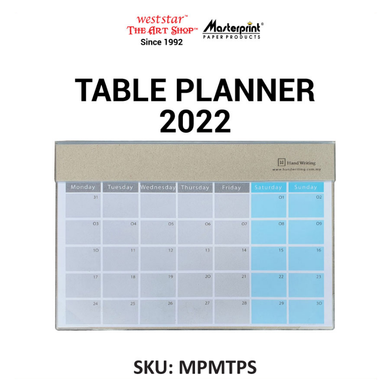 Masterprint Table Planner Small 2022