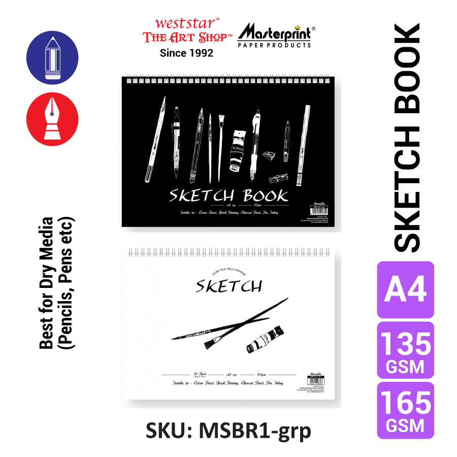 A4 Masterprint Sketch Book (18sheets) - 135gsm , 165gsm