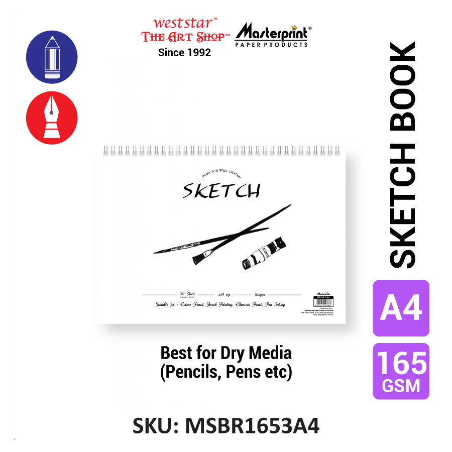 A4 Masterprint Sketch Book (18sheets) - 135gsm , 165gsm