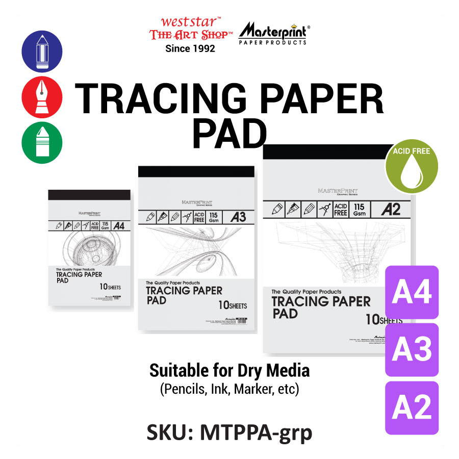 A4, A3, A2 Masterprint Tracing Paper Pad
