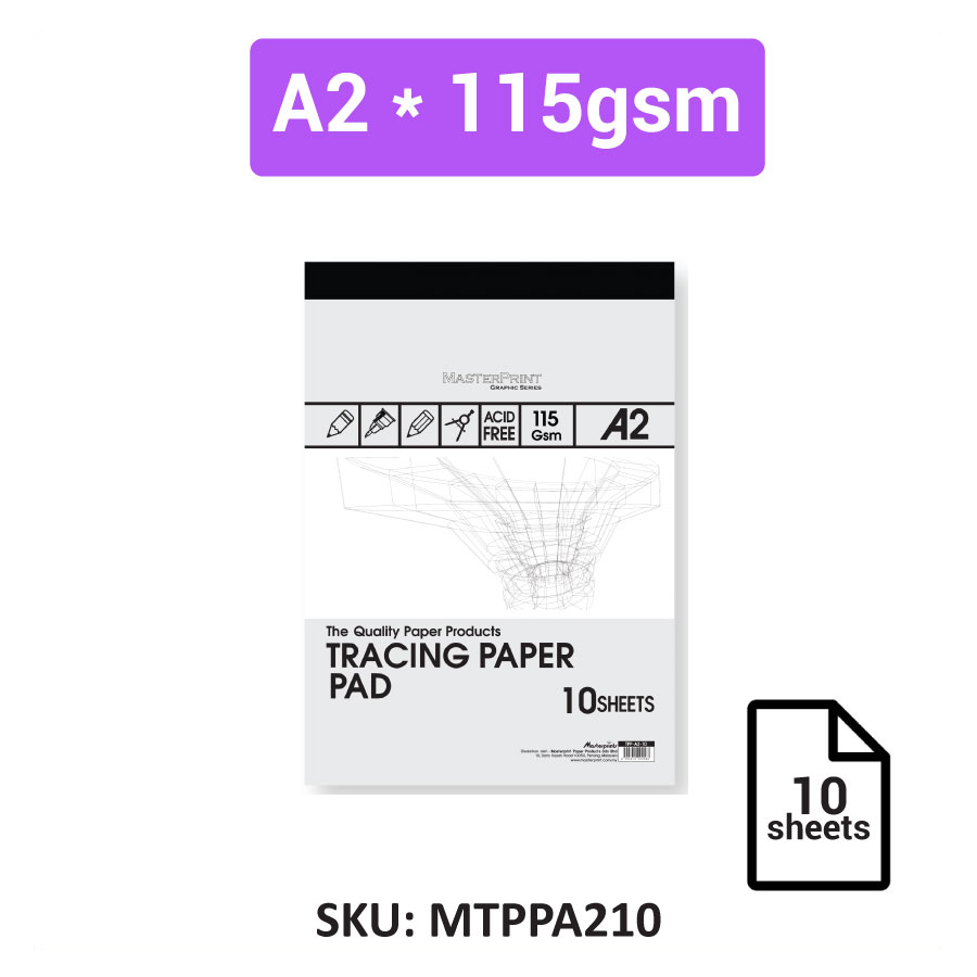 A2,A3,A4 Masterprint Tracing Paper Pad (Acid Free) 10sheets - 115gsm