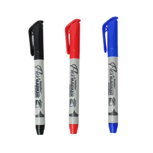 [Weststar] Flexoffice Marker Slim Permanent Marker (Black / Blue / Red)