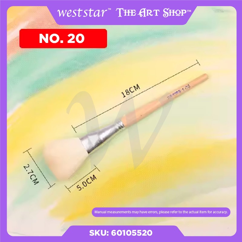 Goat Hair Brush/Flat Mop Brush/ Round Brush Art/Blending Brush Make up /Wool Brush for Ceramic/Berus Kambing