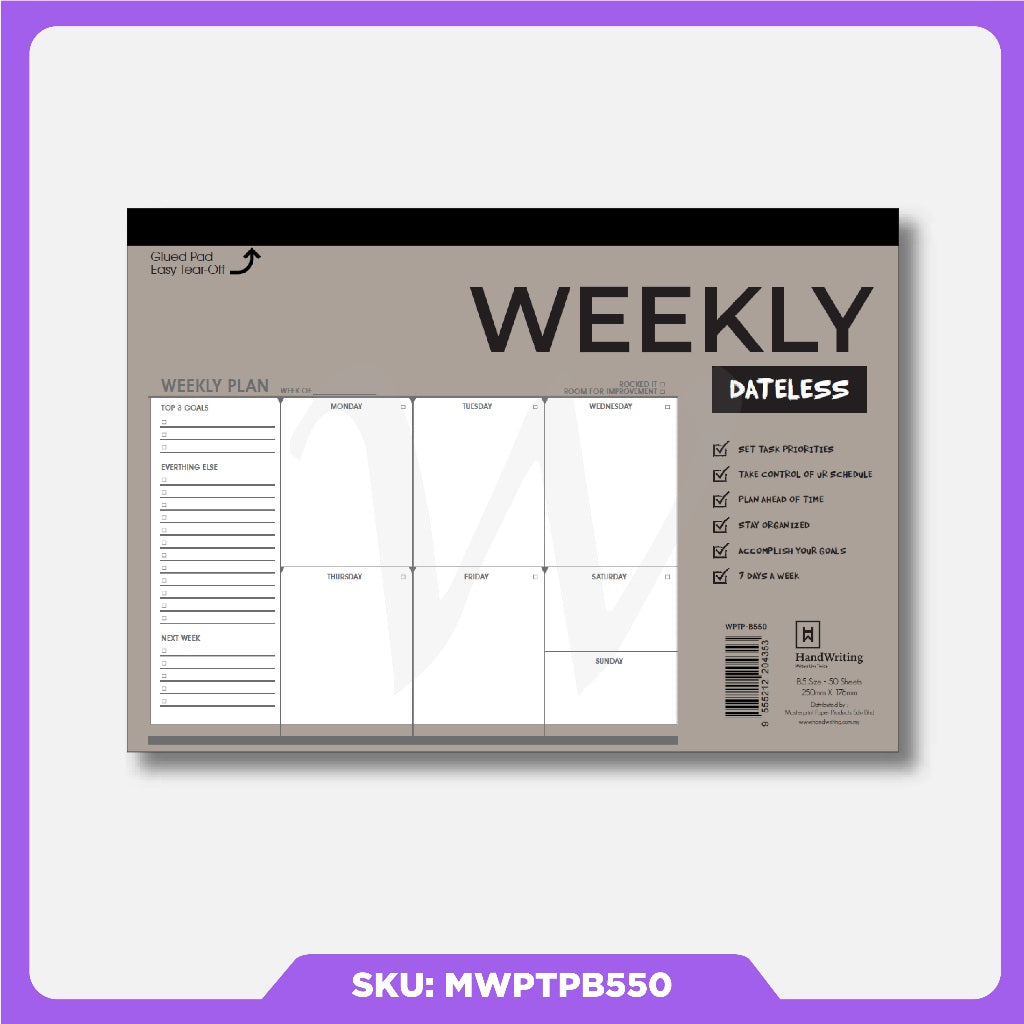 [Weststar] Masterprint B5(P) Weekly View Planner Pad - Monthly / Weekly / Daily