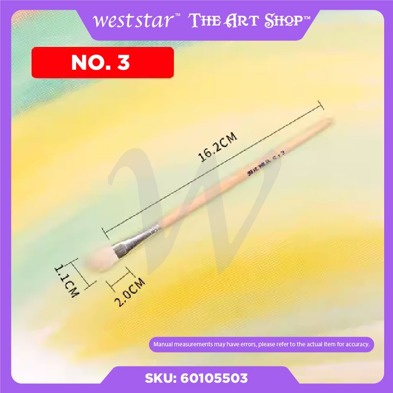 Goat Hair Brush/Flat Mop Brush/ Round Brush Art/Blending Brush Make up /Wool Brush for Ceramic/Berus Kambing