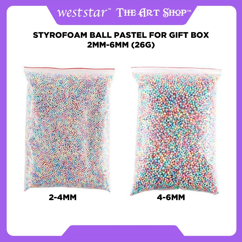[WESTSTAR] Styrofoam Ball Pastel Polystrene Polyfoam Ball Macaron Foam Ball for Gift Box Gabus Bulat Col 2mm-6mm (26g)