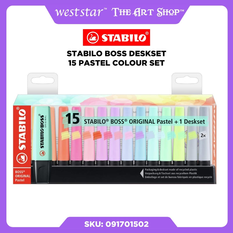 [Weststar] Stabilo Boss Deskset 15 PASTEL colour set