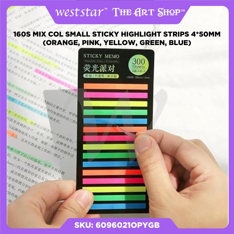 [Weststar TAS] 160s Mix Col Small Sticky Highlight Strips 4*50mm (Orange, Pink, Yellow, Green, Blue)
