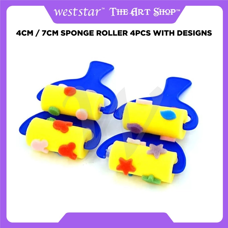 [Weststar TAS]  4cm / 7cm Sponge Roller 4pcs with designs - HMS74014 / HMSY7014