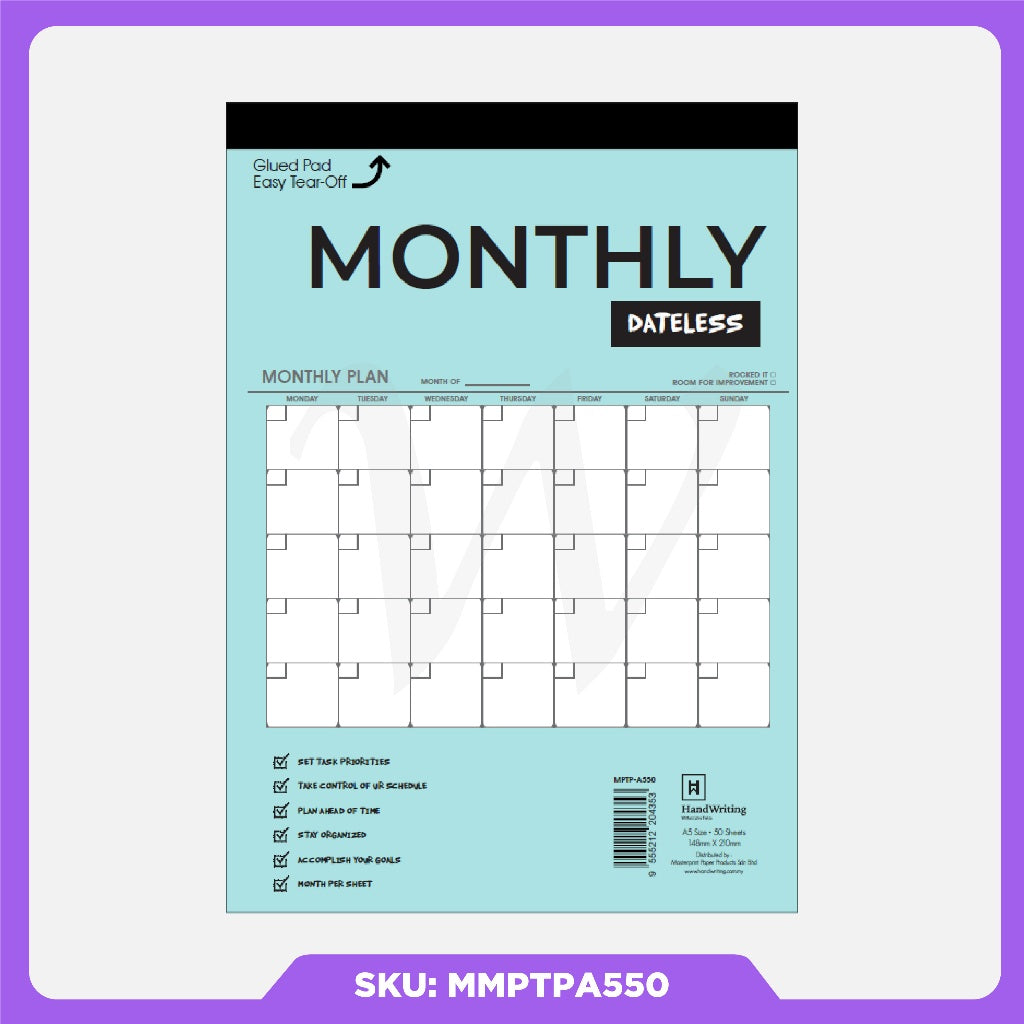 [Weststar] Masterprint A5(P) Monthly View Planner Pad - Monthly / Weekly / Daily