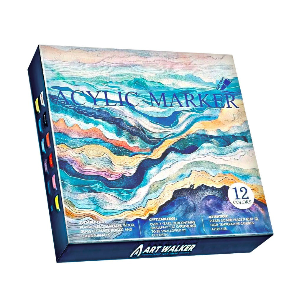 AW-1996 Art Walker Acrylic Marker Set SOFT NIB Acrylic Marker Set | 12/24/36/48/60/80 Colors,Vibrant Smooth Ink