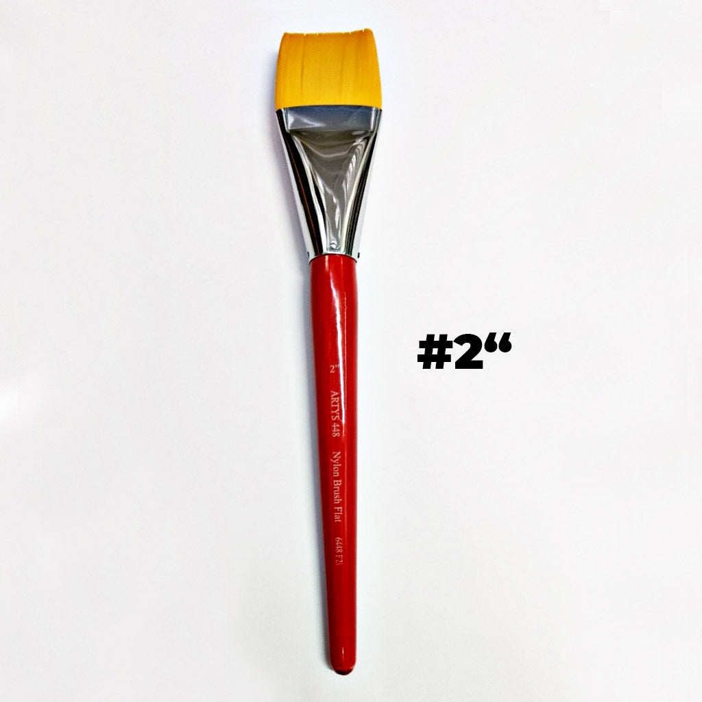 ARTYS 448 Nylon Brush Flat Nylon Brush for Watercolor, Gouache, Acrylic - Size 0 to 2"