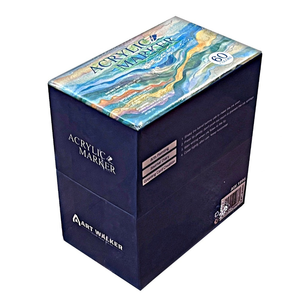 AW-1996 Art Walker Acrylic Marker Set SOFT NIB Acrylic Marker Set | 12/24/36/48/60/80 Colors,Vibrant Smooth Ink
