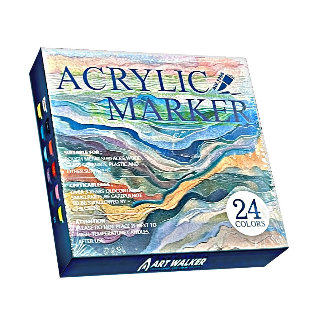 AW-1996 Art Walker Acrylic Marker Set SOFT NIB Acrylic Marker Set | 12/24/36/48/60/80 Colors,Vibrant Smooth Ink