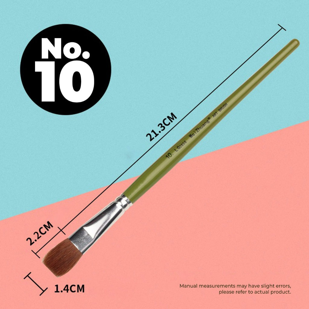 FLAT WOLF Hair Brush Short Handle Painting Brush LG2858 No.1 to No. 12 (Single Pc)