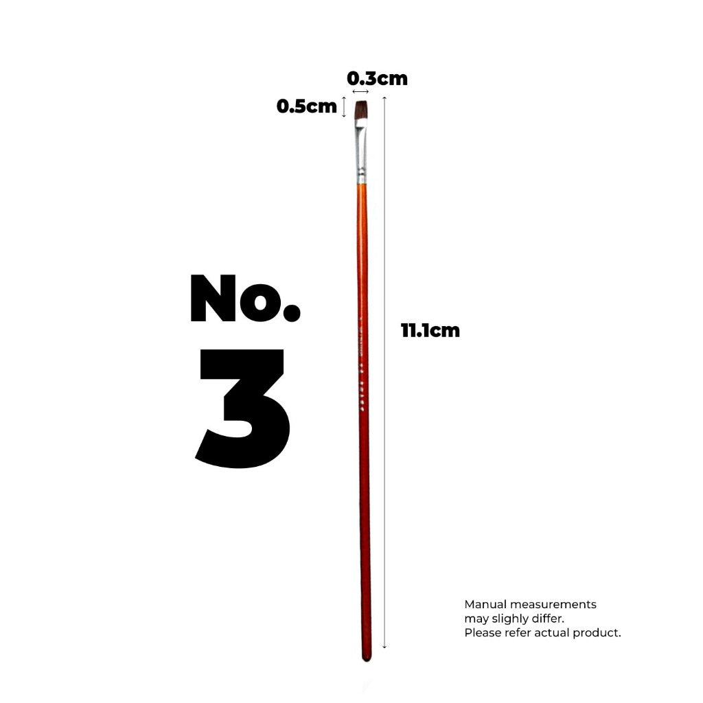 S222 Filbert WOLF Hair Brush Short Handle Painting Brush No.1 to No. 12 (Single Pc)