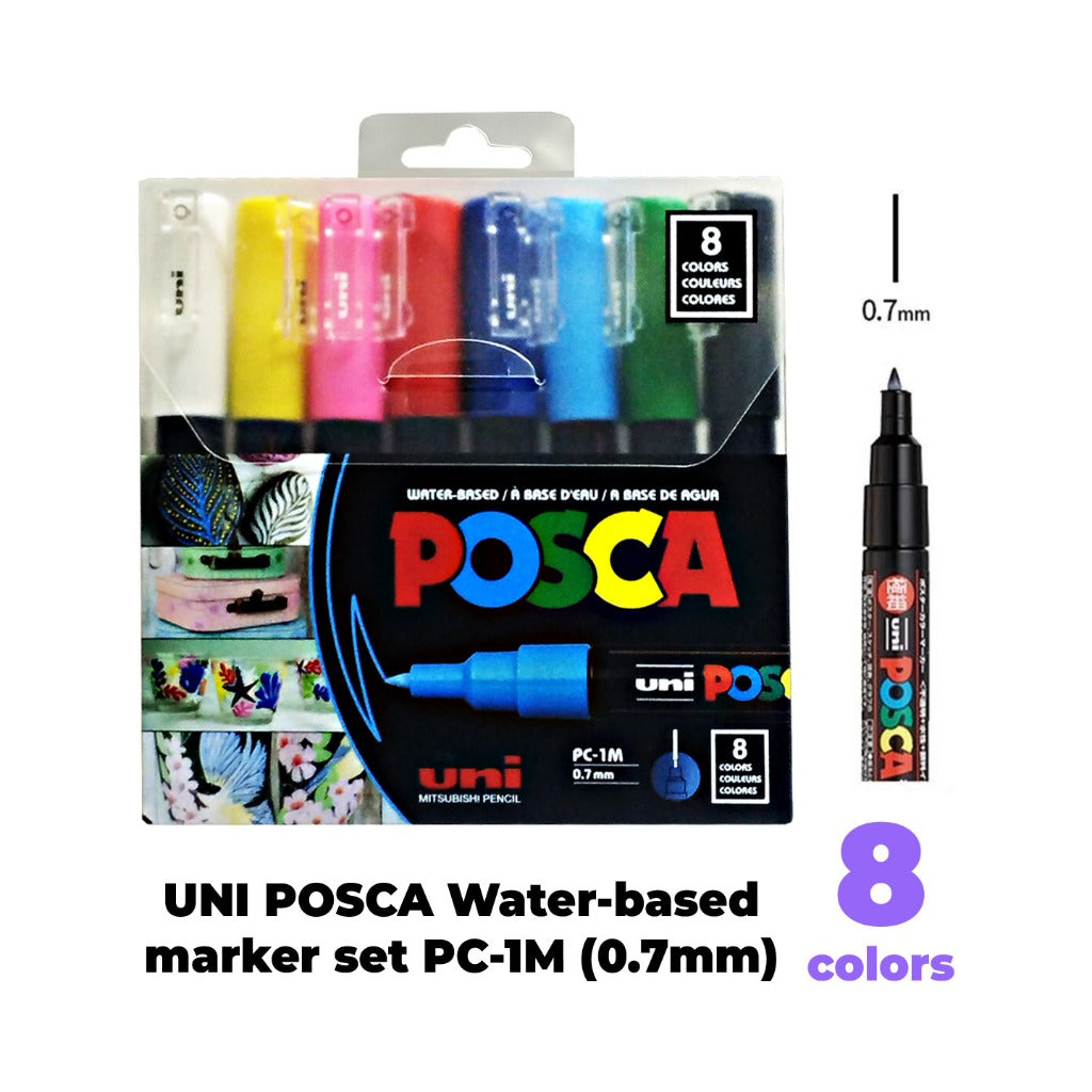 UNI POSCA Water-based Paint Marker Set ( PC-1M 8C ,8SC & 16C / PC-3M 8C ,8SC & 16C / PC-5M 8C ,8SC & 16C )