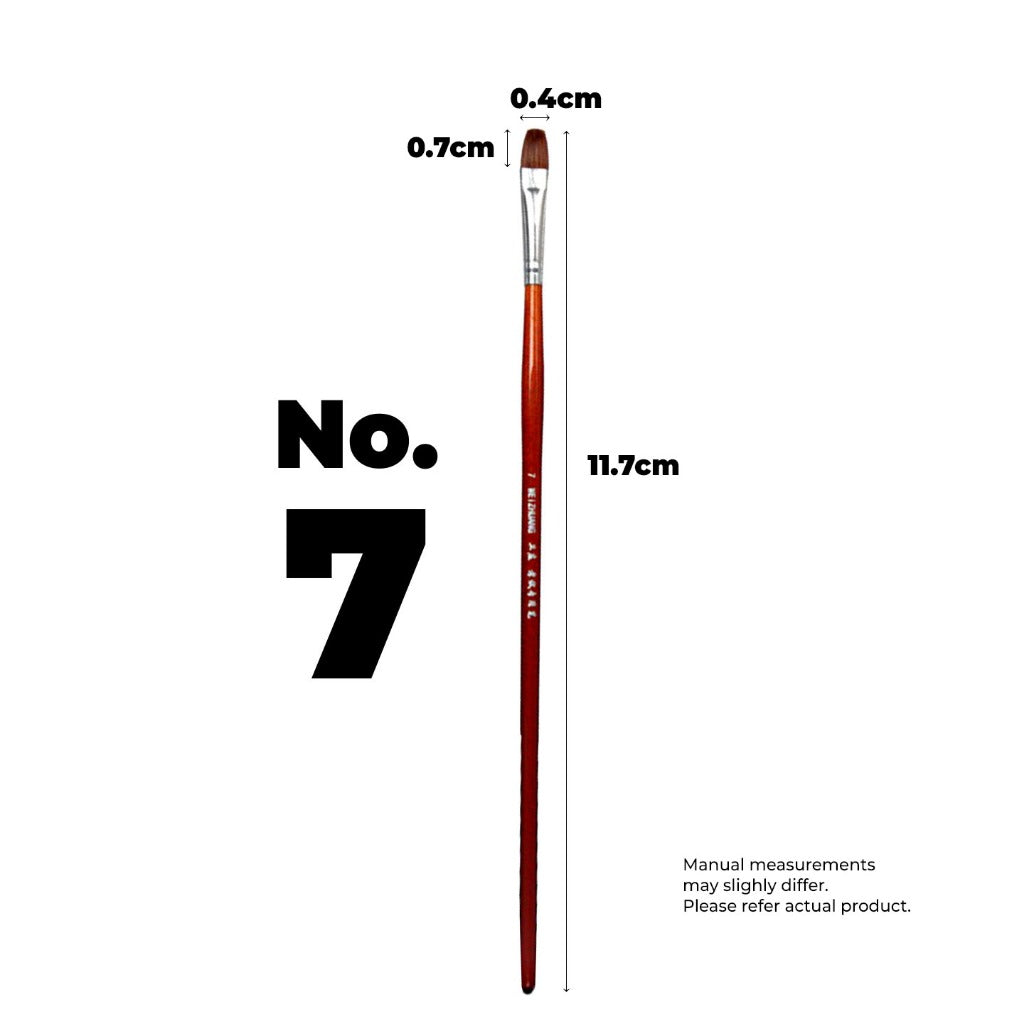 S222 Filbert WOLF Hair Brush Short Handle Painting Brush No.1 to No. 12 (Single Pc)