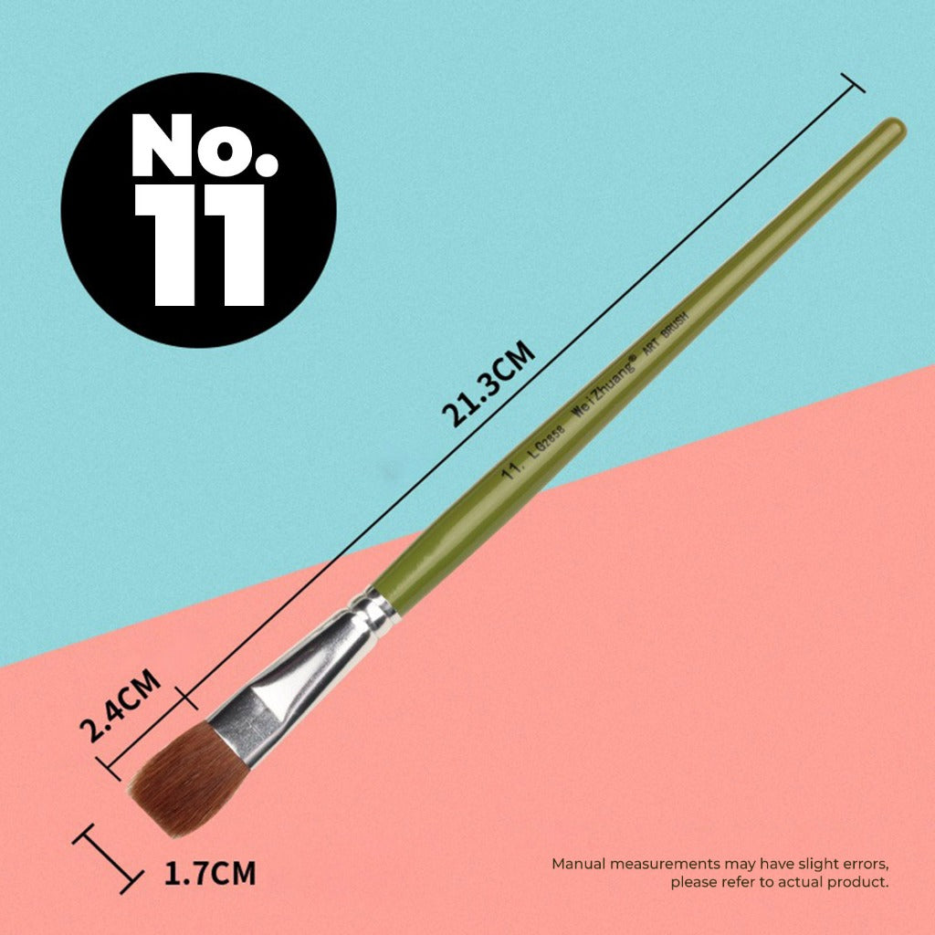 FLAT WOLF Hair Brush Short Handle Painting Brush LG2858 No.1 to No. 12 (Single Pc)