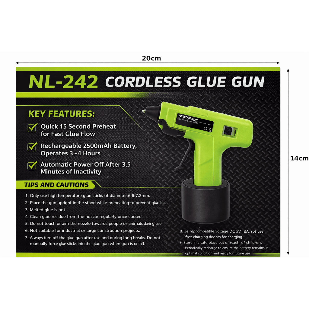 NYLEO Wireless Lithium Glue Gun NL246 / NL242 Cordless Glue Gun- Small Glue Gun