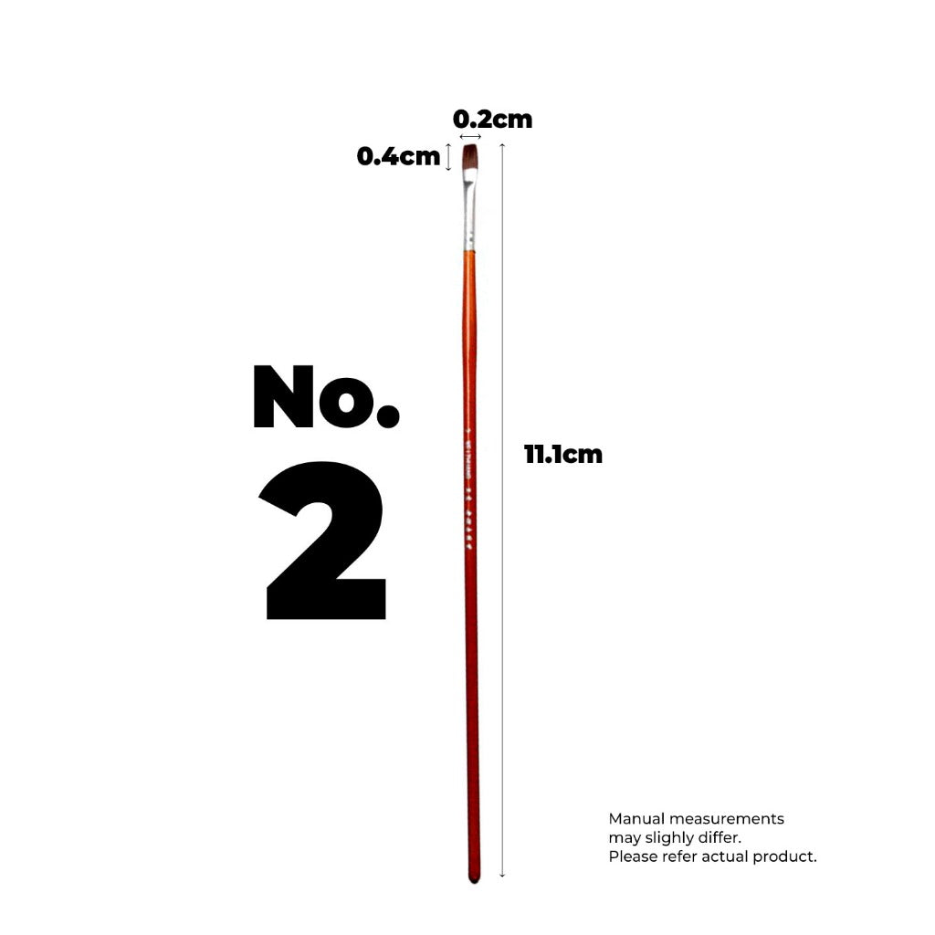 S222 Filbert WOLF Hair Brush Short Handle Painting Brush No.1 to No. 12 (Single Pc)