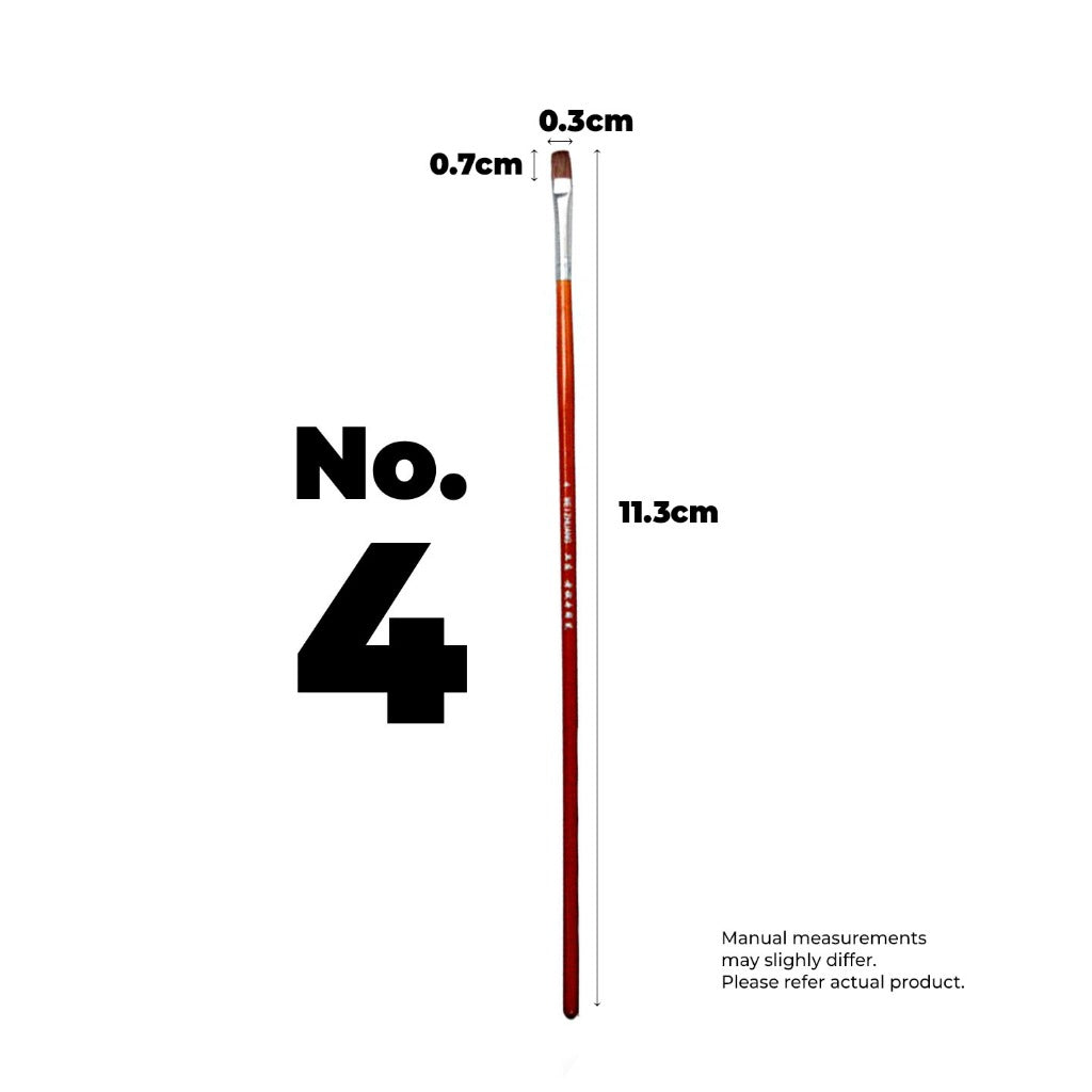 S222 Filbert WOLF Hair Brush Short Handle Painting Brush No.1 to No. 12 (Single Pc)