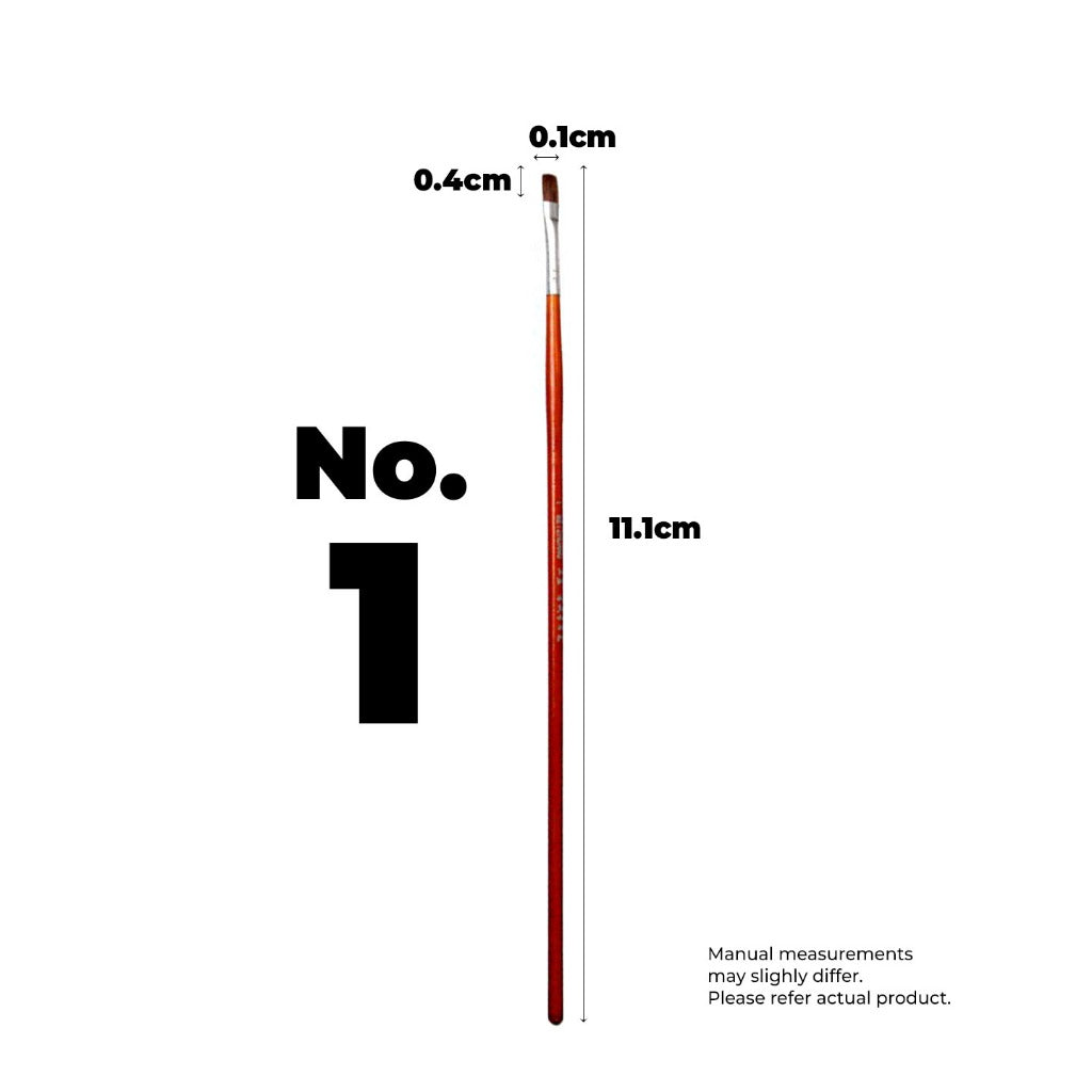 S222 Filbert WOLF Hair Brush Short Handle Painting Brush No.1 to No. 12 (Single Pc)