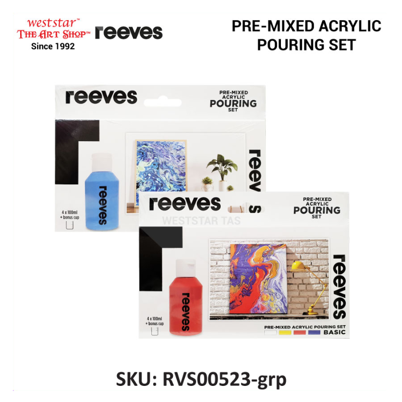 Reeves Acrylic Pouring Kit, Pouring Art Kit, Pouring Medium, Paint Pour, Acrylic Pour (8 designs)