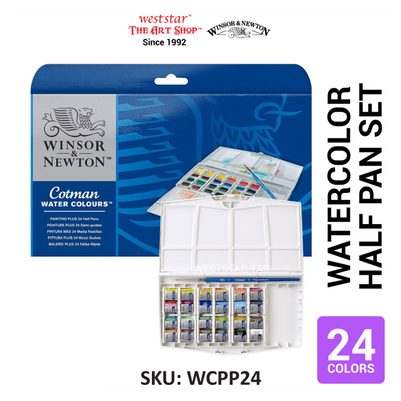 Winsor & Newton Cotman Watercolour Set , Half an Watercolor Set| 24 Half Pan