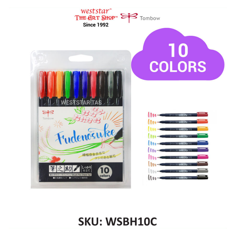 Tombow Fudenosuke Colored Brush Pen Set | 10pcs