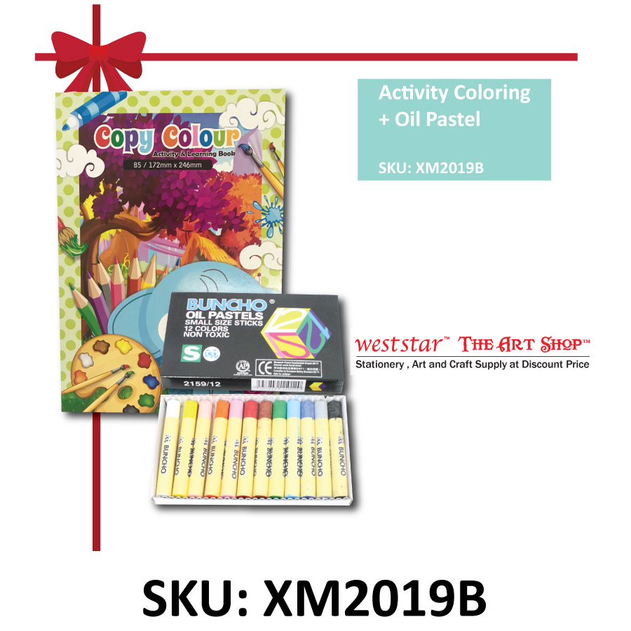 Activity Coloring Book + Oil Pastel Gift Set