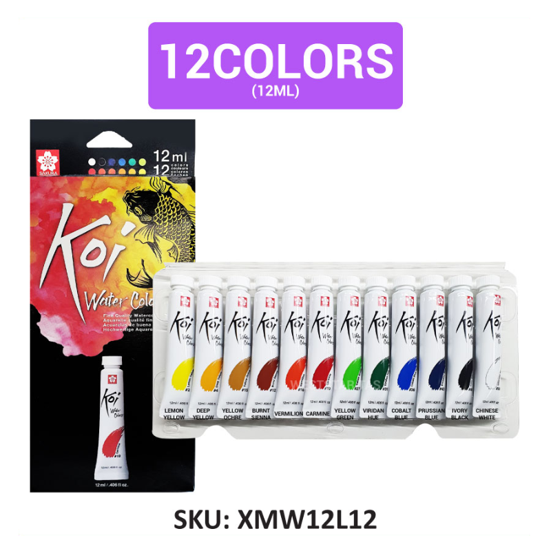 Sakura KOI Watercolor Set, Watercolor Tube Set (12ml) | 12colors, 24colors