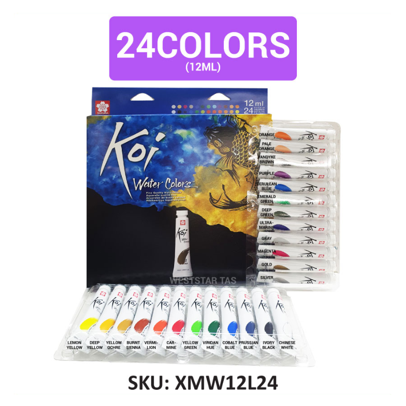 Sakura KOI Watercolor Set, Watercolor Tube Set (12ml) | 12colors, 24colors