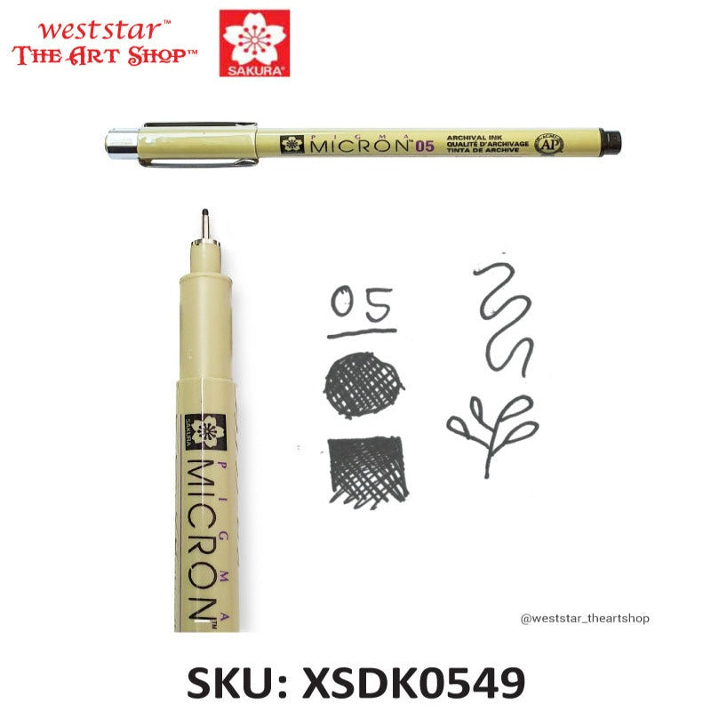 [WESTSTAR] Sakura Pigma Micron Pen Drawing Pen Black ( 003 / 005 / 01 / 02 / 03 / 04 / 05 / 08 / 1 / PN )