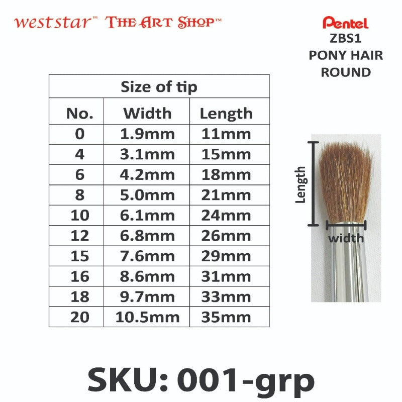 Pentel Pony Hair Brush (ZBS1) | ROUND