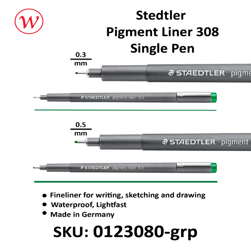 Staedtler Pigment Liner 308 Single Pen (Colored) Waterproof - 0.3mm / 0.5mm